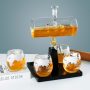 Glass Wine and Spirits Drinks Container with Glasses Set