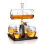Glass Wine and Spirits Drinks Container with Glasses Set
