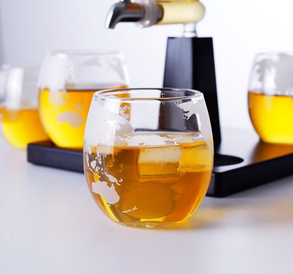 Glass Wine and Spirits Drinks Container with Glasses Set
