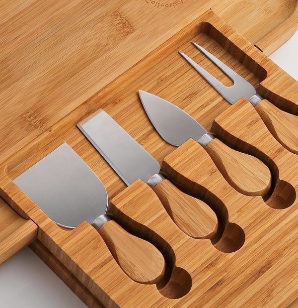 Cheese cutting and seriven bamboo board.
